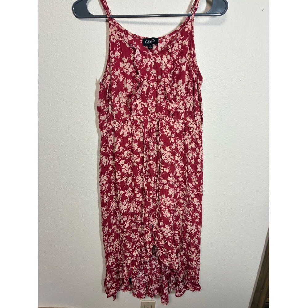 Gigio Boho Dress Floral Sleeveless Sundress High Low Red Size Medium